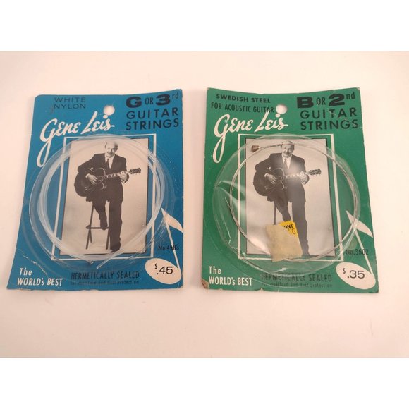 Gene Leis Guitar Strings G 3rd White Nylon & B 2nd Swedish Steel Vintage - Picture 1 of 2